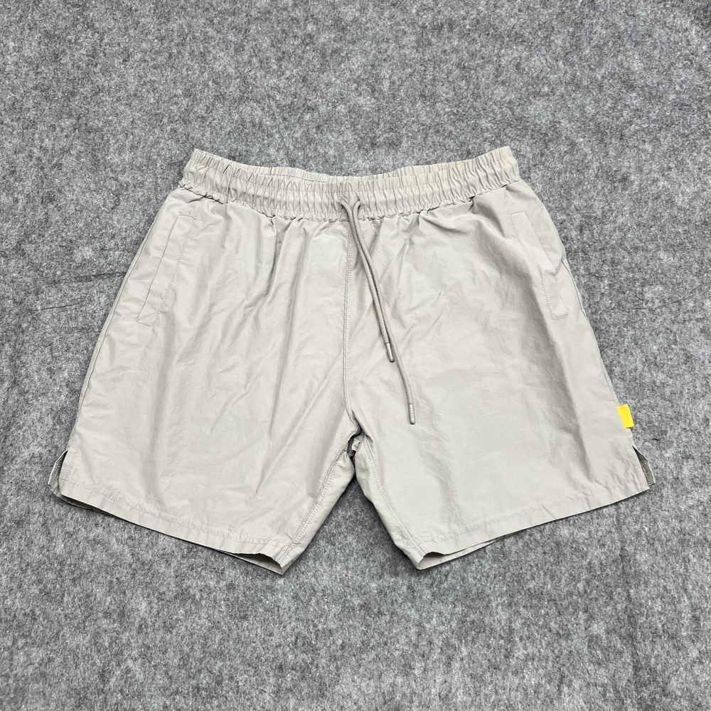 Yellow Label Co Shorts Mens XL Beige 6" Microfiber Elastic Waist Casual Travel